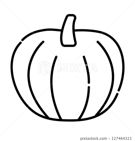 Pumpkin black and white vector line icon Pumpkin black and white vector line icon 127464321
