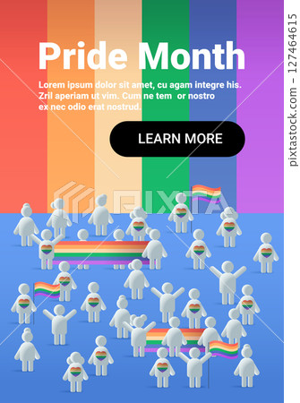 Pride month celebration LGBTQ community parade rainbow flags diverse crowd colorful background website banner Pride month celebration LGBTQ community parade rainbow flags diverse crowd colorful background website banner 127464615