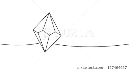 Glass shiny crystal one line continuous drawing. Mystical, esoteric, magic crystal. Vector illustration Glass shiny crystal one line continuous drawing. Mystical, esoteric, magic crystal. Vector illustration 127464637