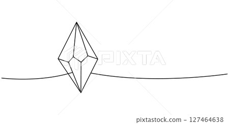 Spirituality crystal one line continuous drawing. Mystical, esoteric, magic crystal. Vector illustration 127464638