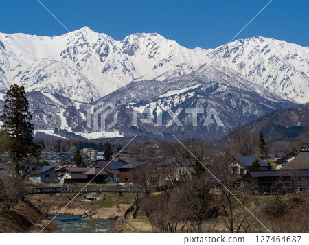 長野縣白馬村北阿爾卑斯山的藍天白雪 長野縣白馬村北阿爾卑斯山的藍天白雪 127464687
