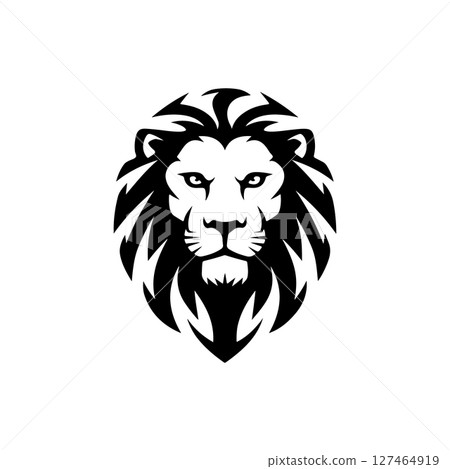 Illustration of a head of lion. Lion head mascot. Design element for logo, label, sign, poster, card. Vector illustration Illustration of a head of lion. Lion head mascot. Design element for logo, label, sign, poster, card. Vector illustration 127464919