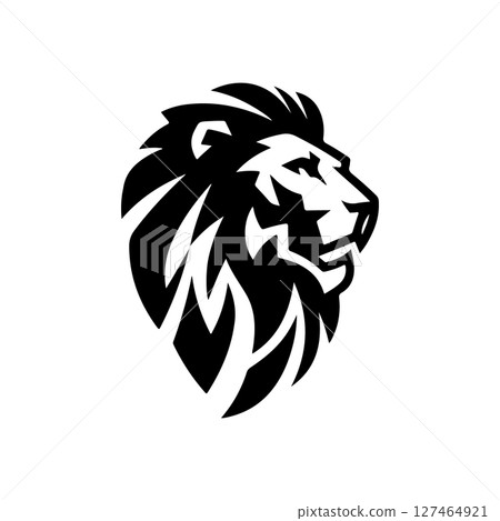 Illustration of a head of lion. Lion head mascot. Design element for logo, label, sign, poster, card. Vector illustration 127464921