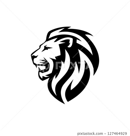 Illustration of a head of lion. Lion head mascot. Design element for logo, label, sign, poster, card. Vector illustration 127464929