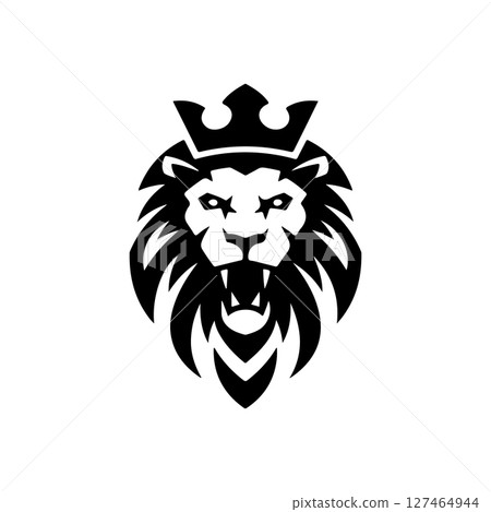 Illustration of a head of lion. Lion head mascot. Design element for logo, label, sign, poster, card. Vector illustration 127464944