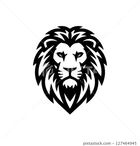 Illustration of a head of lion. Lion head mascot. Design element for logo, label, sign, poster, card. Vector illustration 127464945