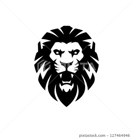 Illustration of a head of lion. Lion head mascot. Design element for logo, label, sign, poster, card. Vector illustration 127464946
