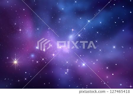 Purple meteorites racing through the vast universe of purple nebulae that weave the galactic belt 127465418