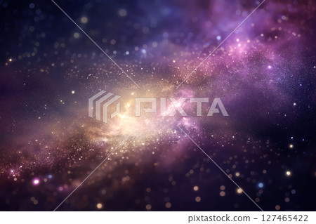Purple meteorites racing through the vast universe of purple nebulae that weave the galactic belt 127465422