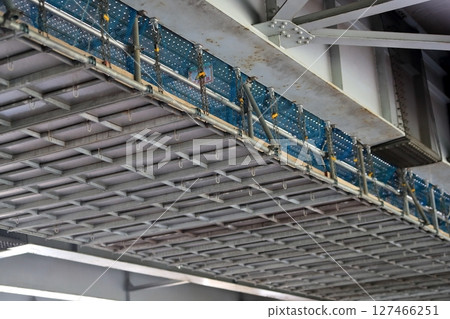 Suspended scaffolding under the viaduct Suspended scaffolding under the viaduct 127466251