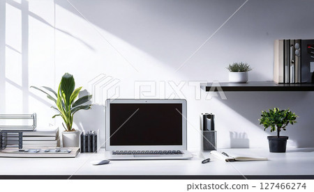 Simple workspace table PC office 127466274