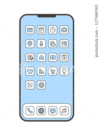 智慧型手機應用程式螢幕和圖示集（簡單線條畫） 127466565