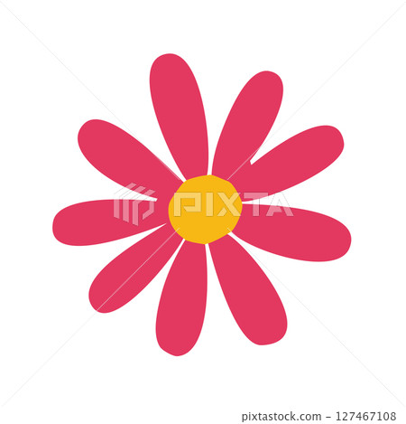 Pink daisy with yellow core. Vector 127467108