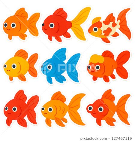 Illustration set of various goldfish 127467119