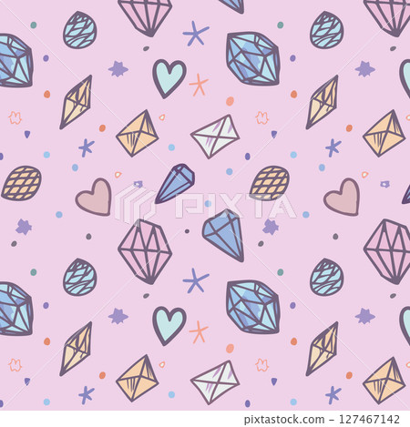 Pastel gems and hearts pattern. Vector Pastel gems and hearts pattern. Vector 127467142