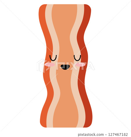 Cute bacon with closed eyes. Vector 127467182