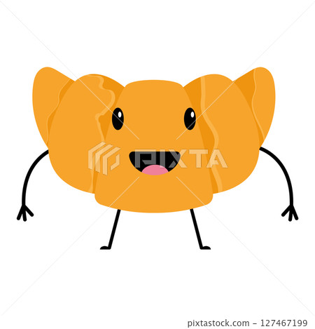 Cute croissant cartoon face. Vector Cute croissant cartoon face. Vector 127467199