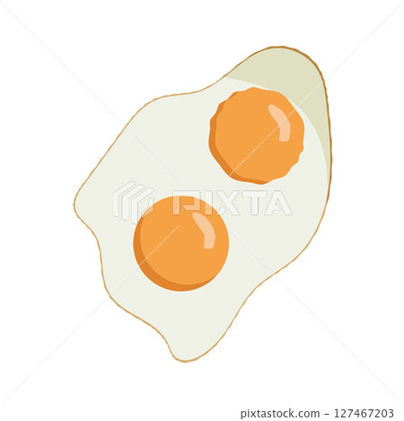 Two sunny side eggs flat. Vector 127467203