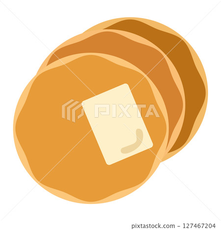 Stack of buttered pancakes. Vector 127467204