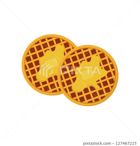 Waffles with butter syrup. Vector Waffles with butter syrup. Vector 127467225