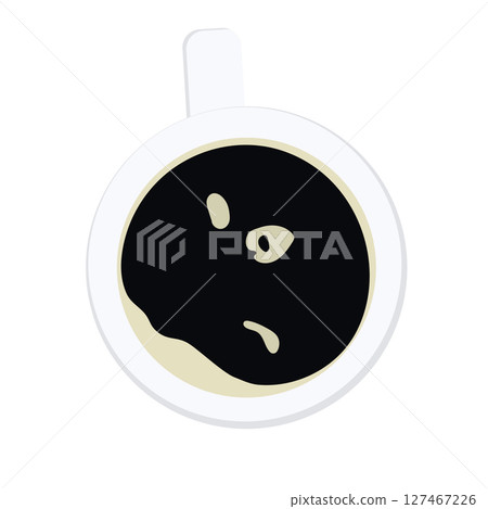 Hot black coffee top view. Vector 127467226