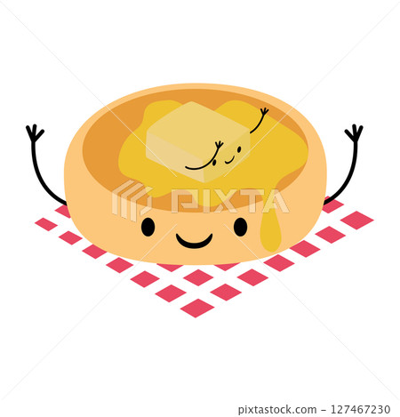 Cute muffin with butter. Vector 127467230