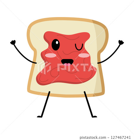 Cartoon toast with jam. Vector 127467241