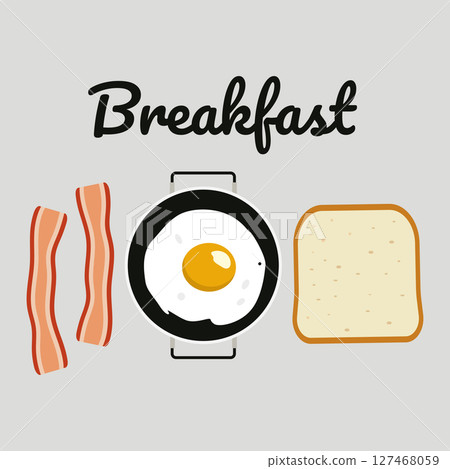 Egg toast and bacon set. Vector 127468059