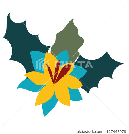 Holly and flower decor. Vector 127468078