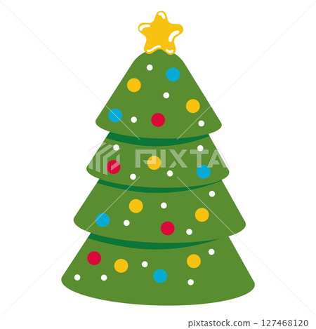 Decorated Christmas tree icon. Vector 127468120