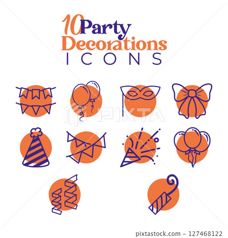 Outlined ten party icons set. Vector Outlined ten party icons set. Vector 127468122