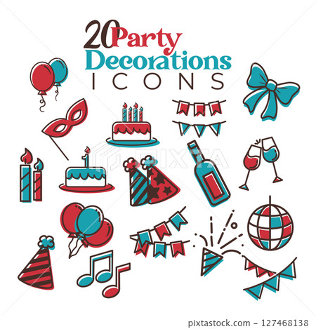 Full party icon collection. Vector 127468138