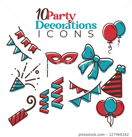 Collection of ten party icons. Vector Collection of ten party icons. Vector 127468162