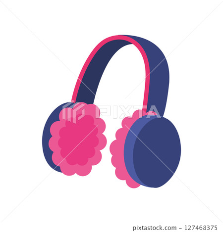 Pink fluffy floral earmuffs. Vector 127468375