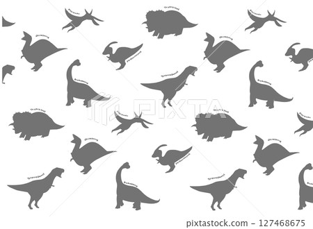 Illustration with lots of popular dinosaurs (all-over pattern/background) 127468675