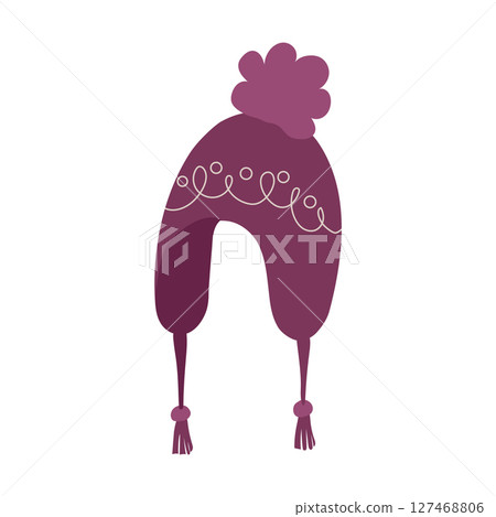Earflap winter hat with pom. Vector 127468806