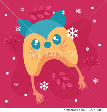Cute animal face winter hat. Vector Cute animal face winter hat. Vector 127468843