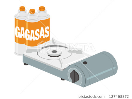 便攜式爐子和瓦斯罐的插圖 127468872
