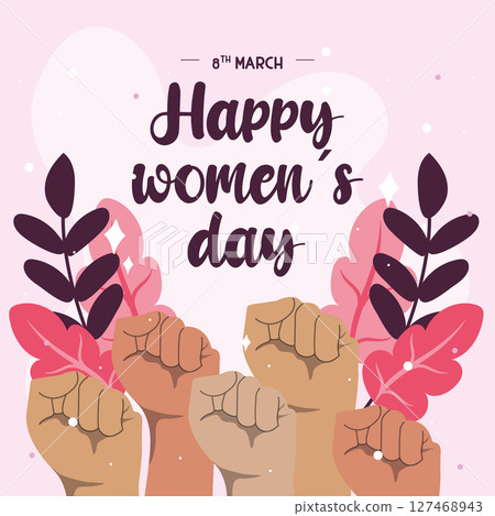 Feminist fists womens day. Vector 127468943