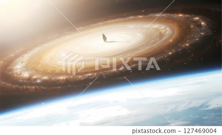 A traveler traveling alone in the universe - fantasy movie style 127469004
