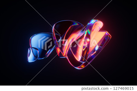 Abstract gradient glass geometry background, 3d 127469015