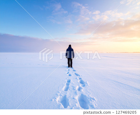 Walking in the snow 127469205