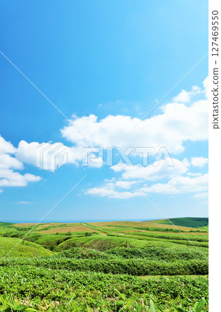 Hokkaido summer blue sky scenery from Soya Hills 127469550
