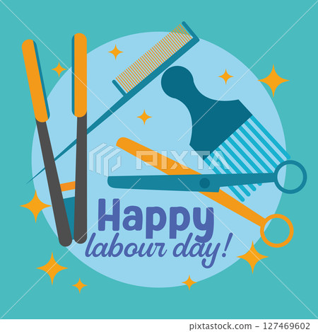 Labour Day barber tools. Vector 127469602