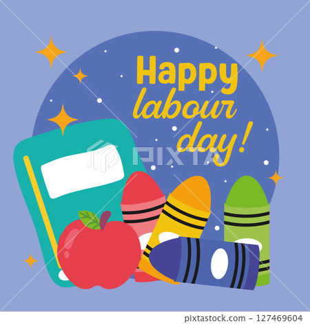 Labour Day school supplies. Vector 127469604