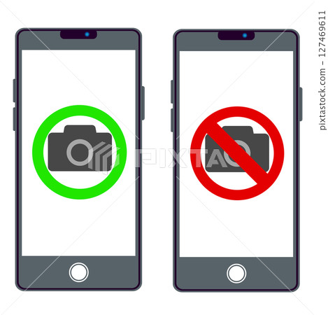 Illustrations showing where photography is prohibited and allowed 127469611