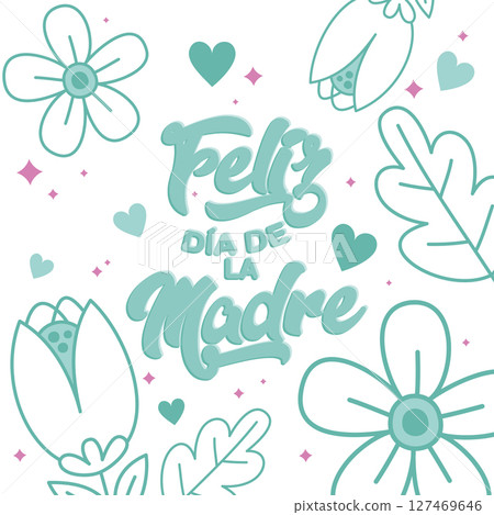 Outlined floral mom card. Vector 127469646