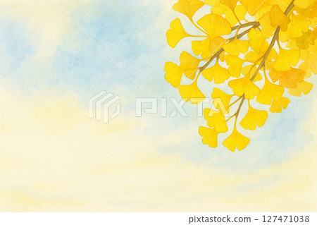 秋天天空和秋葉 127471038