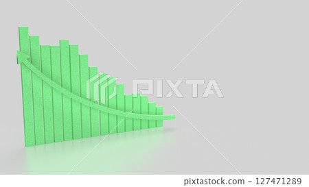 The Green chart on white background 3d rendering. 127471289