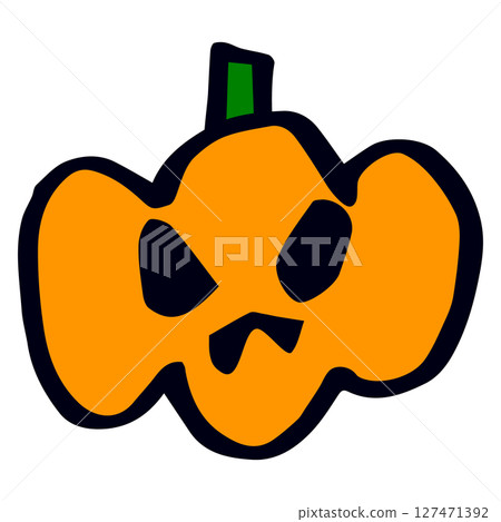 流行而獨特的南瓜燈手繪插畫 127471392